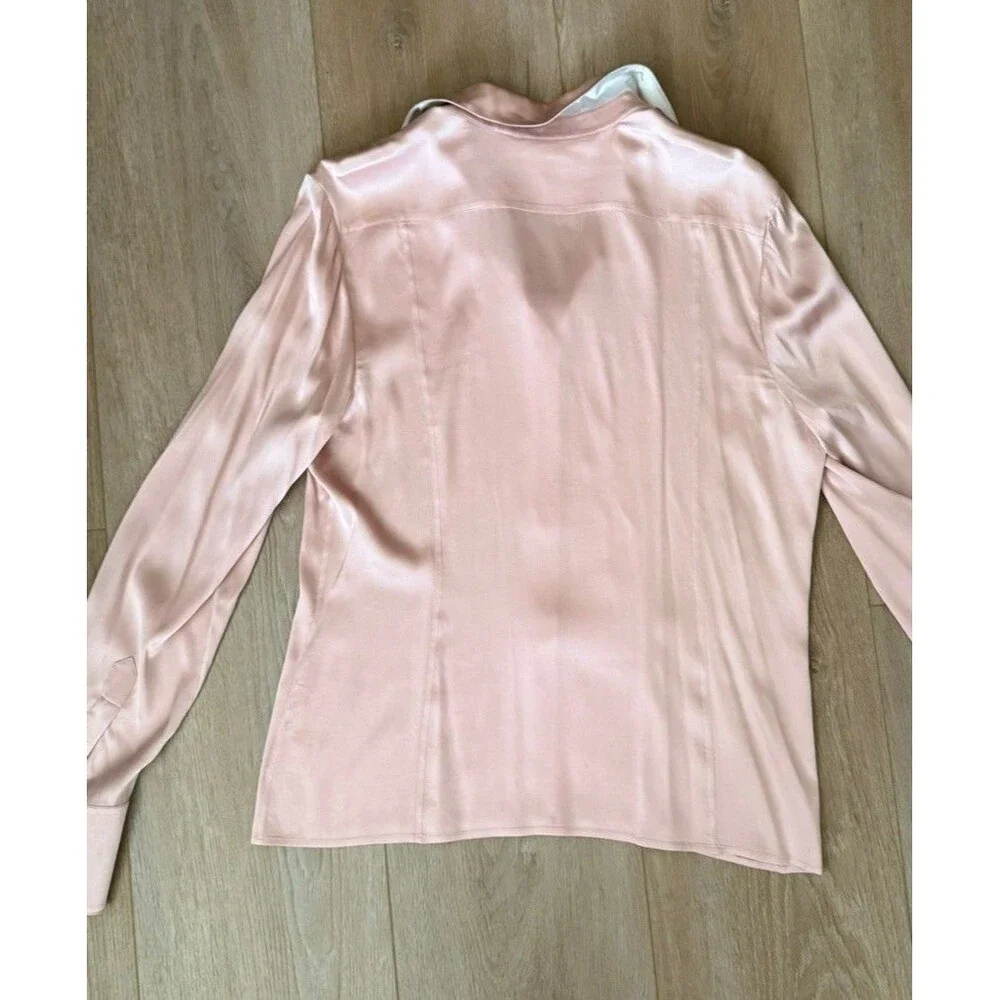 St John Vintage Silk Rose Pleated Button Up Blouse Size 16